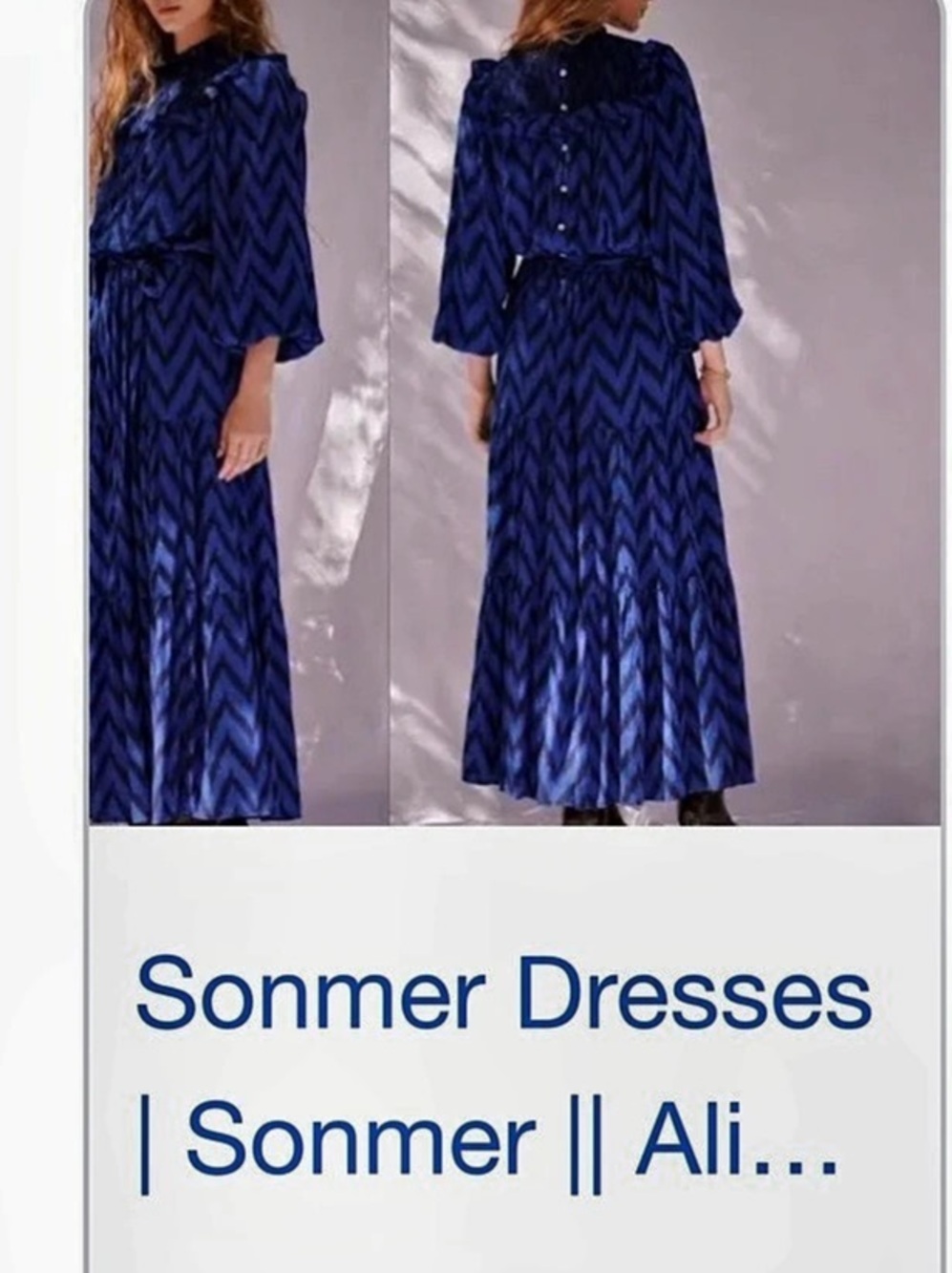 Sonmer Simona Zig-Zag Printed Maxi Dress Blue & Black